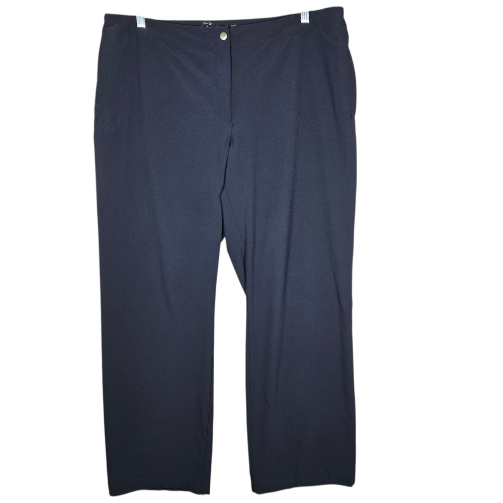 Zenergy by Chicos Pants Womens 3-RG 16 Navy Blue Stretch Straight Leg Casual
